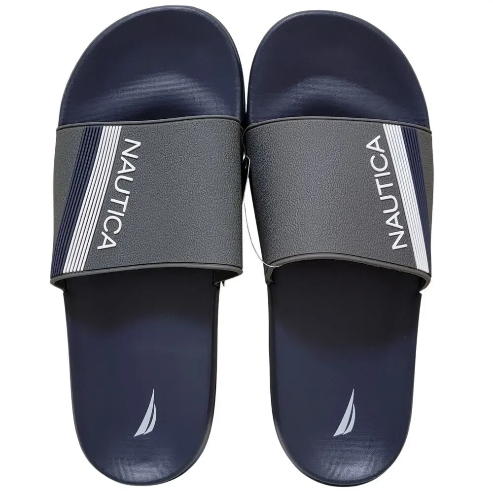 Nautica Men Norwood Summer Beach Pool Slides Size US 11M Charcoal Grey